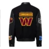 Washington commanders jeff hamilton wool leather varsity jacket black 2