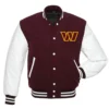 Washington commanders letterman wool leather jacket maroon white