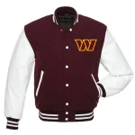 Washington Commanders Letterman Maroon Wool/Leather Jacket