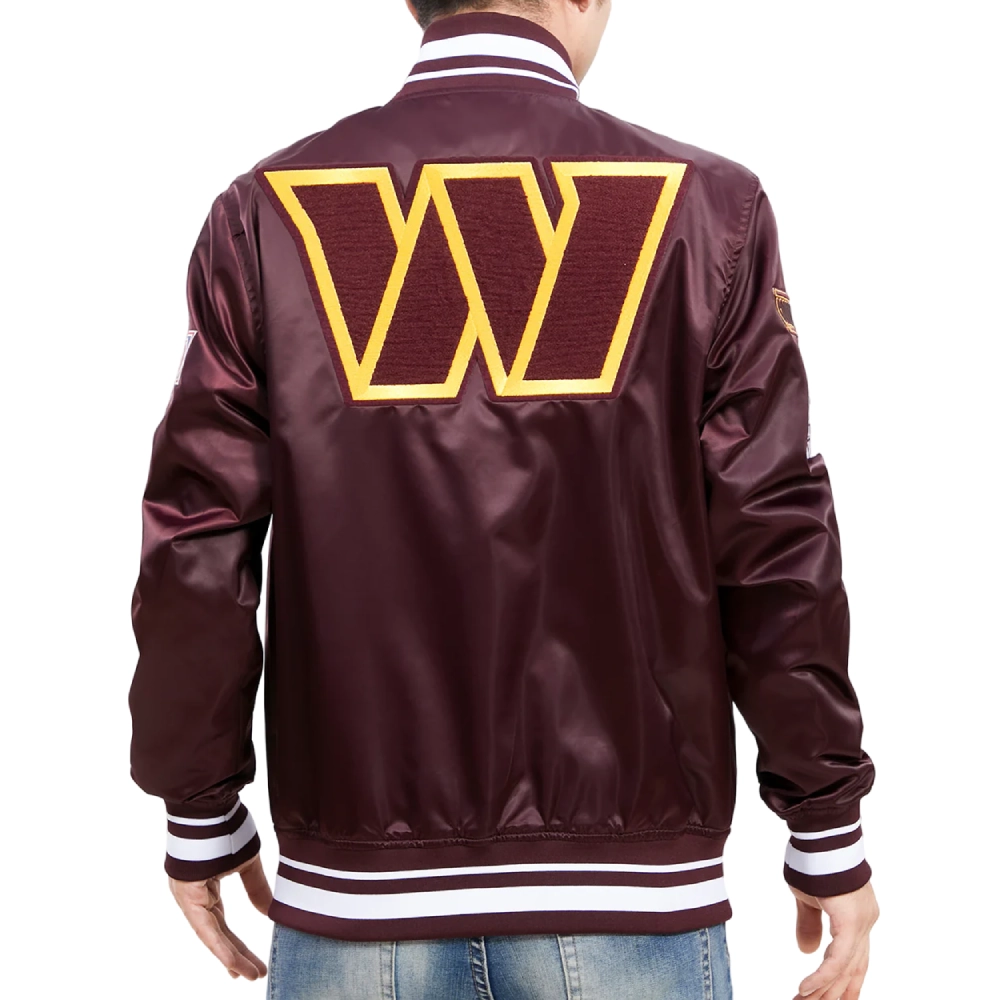 Washington commanders mashup full snap satin varsity jacket wine 2