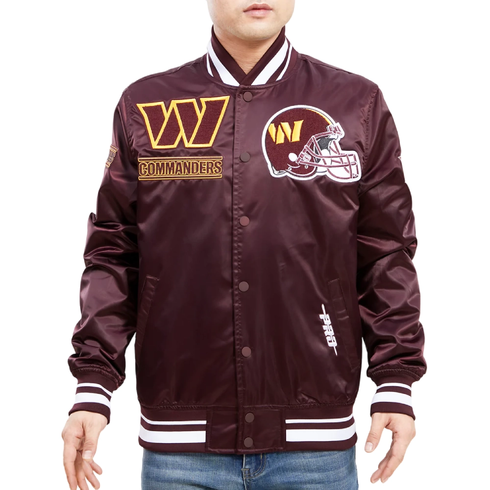 Washington commanders mashup full snap satin varsity jacket wine 3