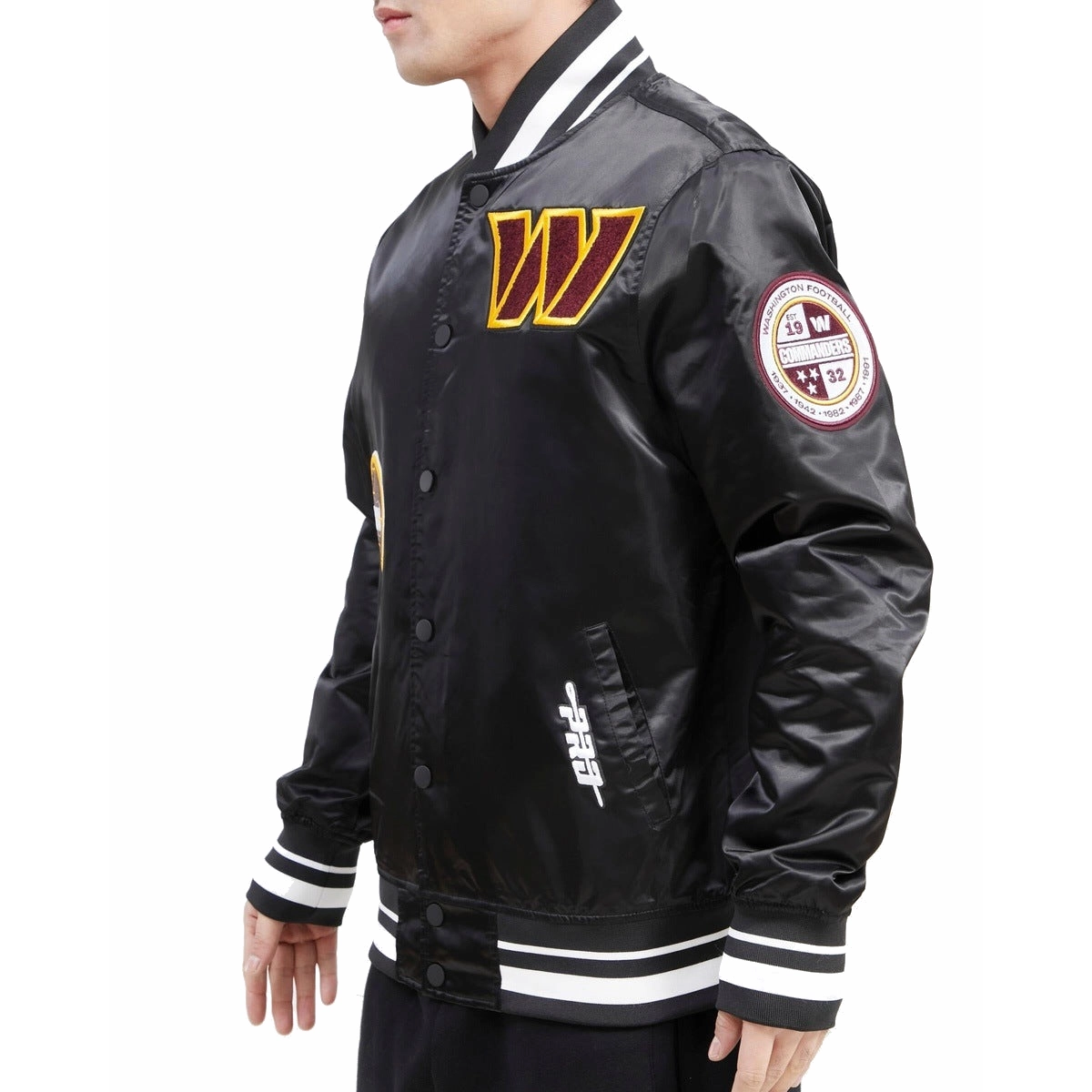 Washington commanders old english satin jacket black 1