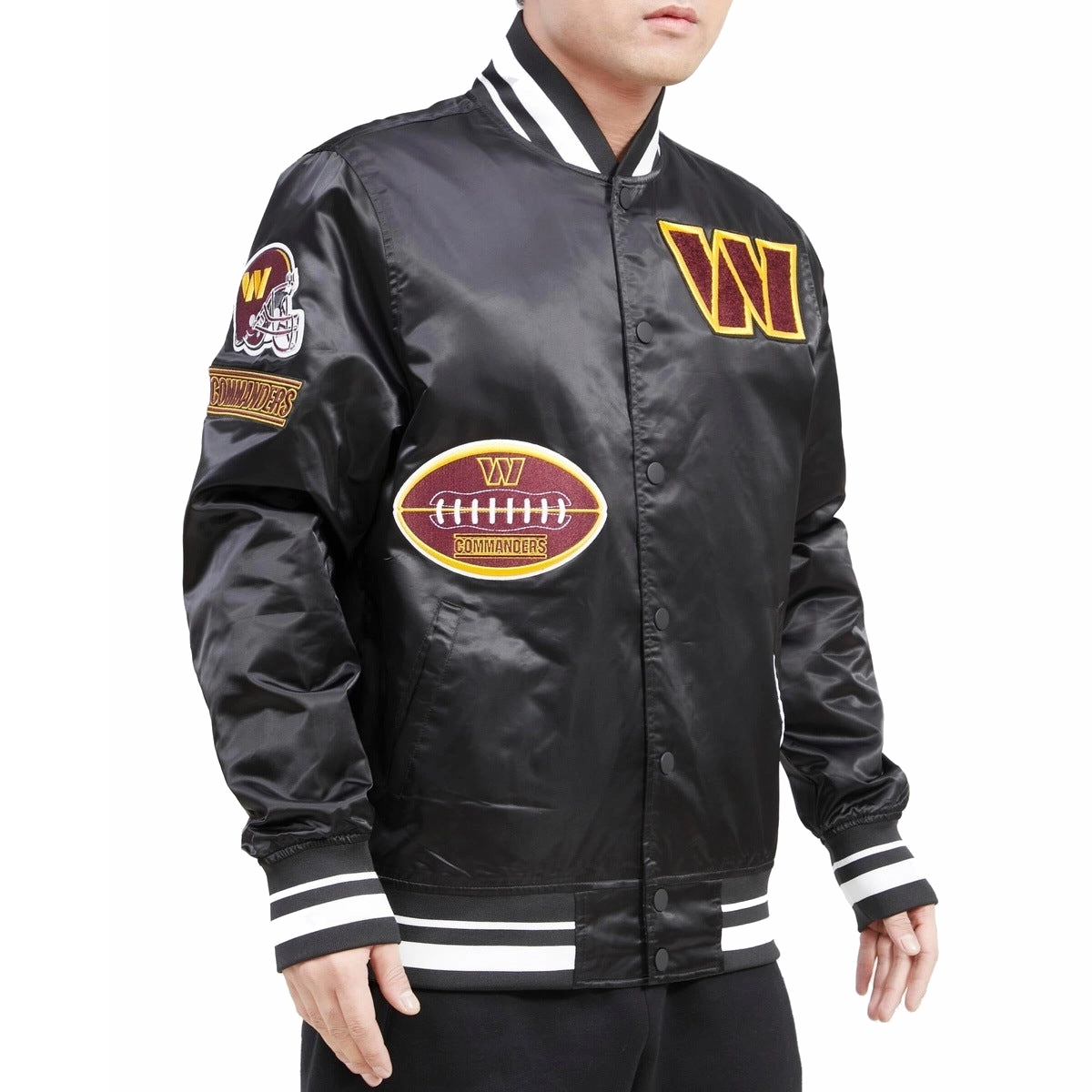 Washington commanders old english satin jacket black 2