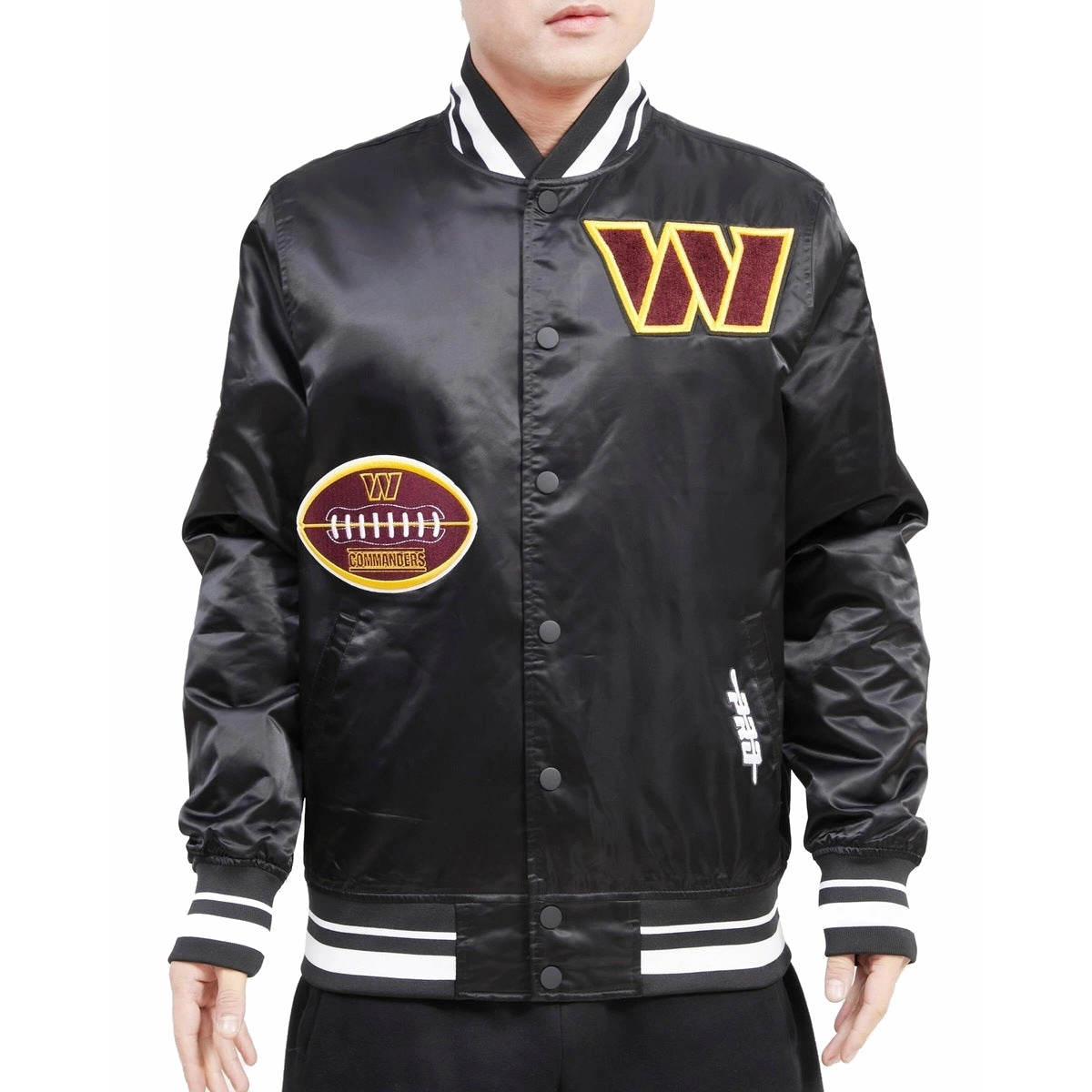 Washington commanders old english satin jacket black