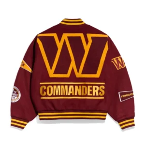 Washington commanders pennant burgundy wool varsity jacket