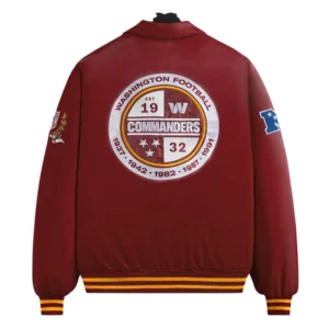 Washington commanders prompt bomber maroon jacket