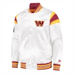 Washington Commanders Full-Snap White Satin Jacket