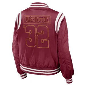 Washington commanders womens full zip bomber varsity jacket red 2 1