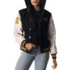 Washington commanders womens sailor full snap hooded varsity black white jacket 1 1