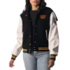 Washington commanders womens sailor full snap hooded varsity black white jacket 1