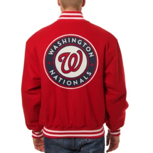 Washington nationals handcrafted logo wool jacket red 2