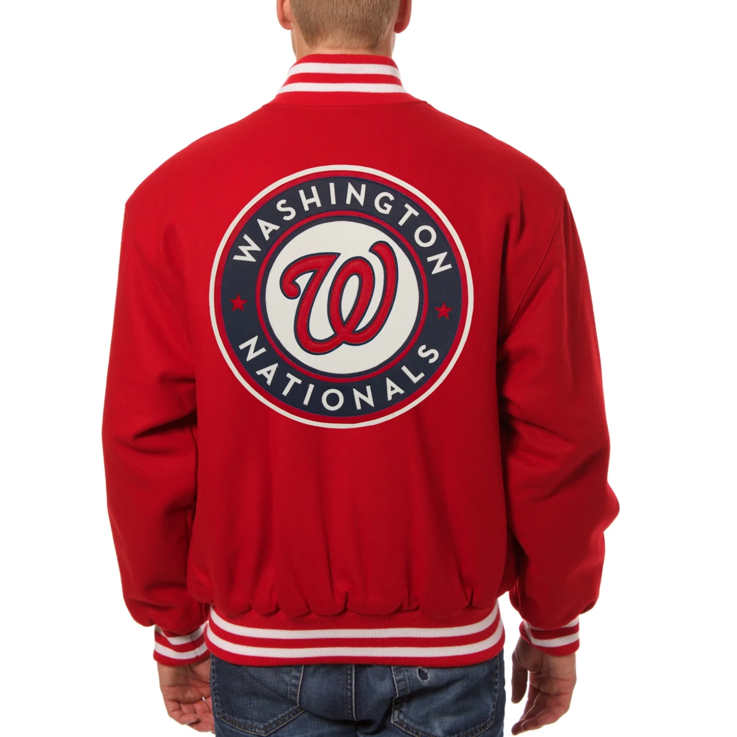 Washington nationals handcrafted logo wool jacket red 2