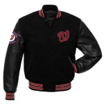 Washington Nationals Letterman Black Wool/Leather Jacket