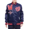 Washington nationals mashup logo satin varsity jacket navy
