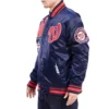 Washington nationals mashup logo satin varsity jacket navy 3