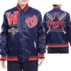 Washington nationals mashup logo satin varsity jacket navy 4