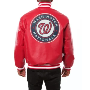 Washington nationals real leather varsity jacket red 2