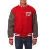 Washington nationals two tone handcrafted logo wool jacket red gray 1