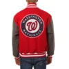 Washington nationals two tone handcrafted logo wool jacket red gray 2