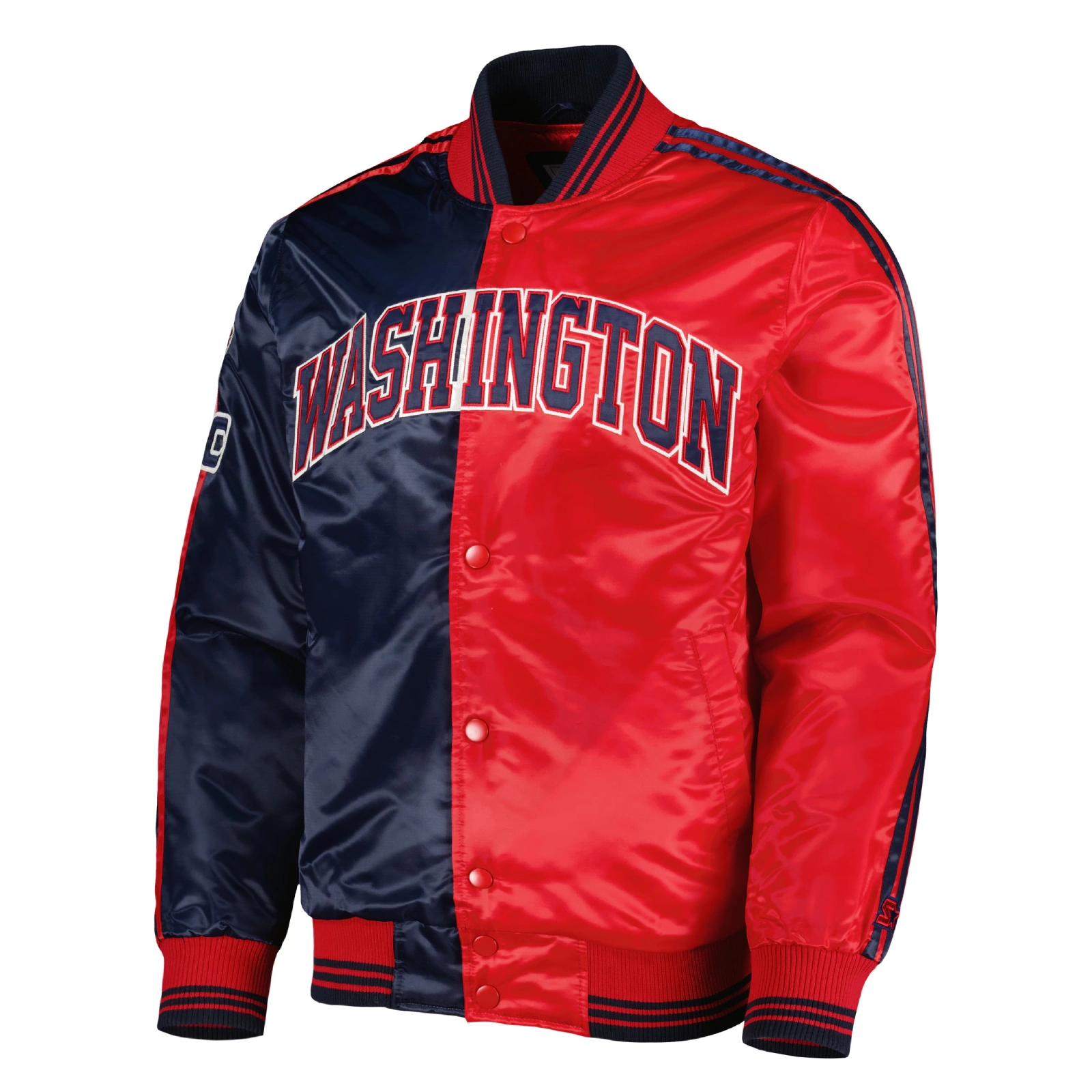 Washington wizards fast break satin varsity jacket navy red 1