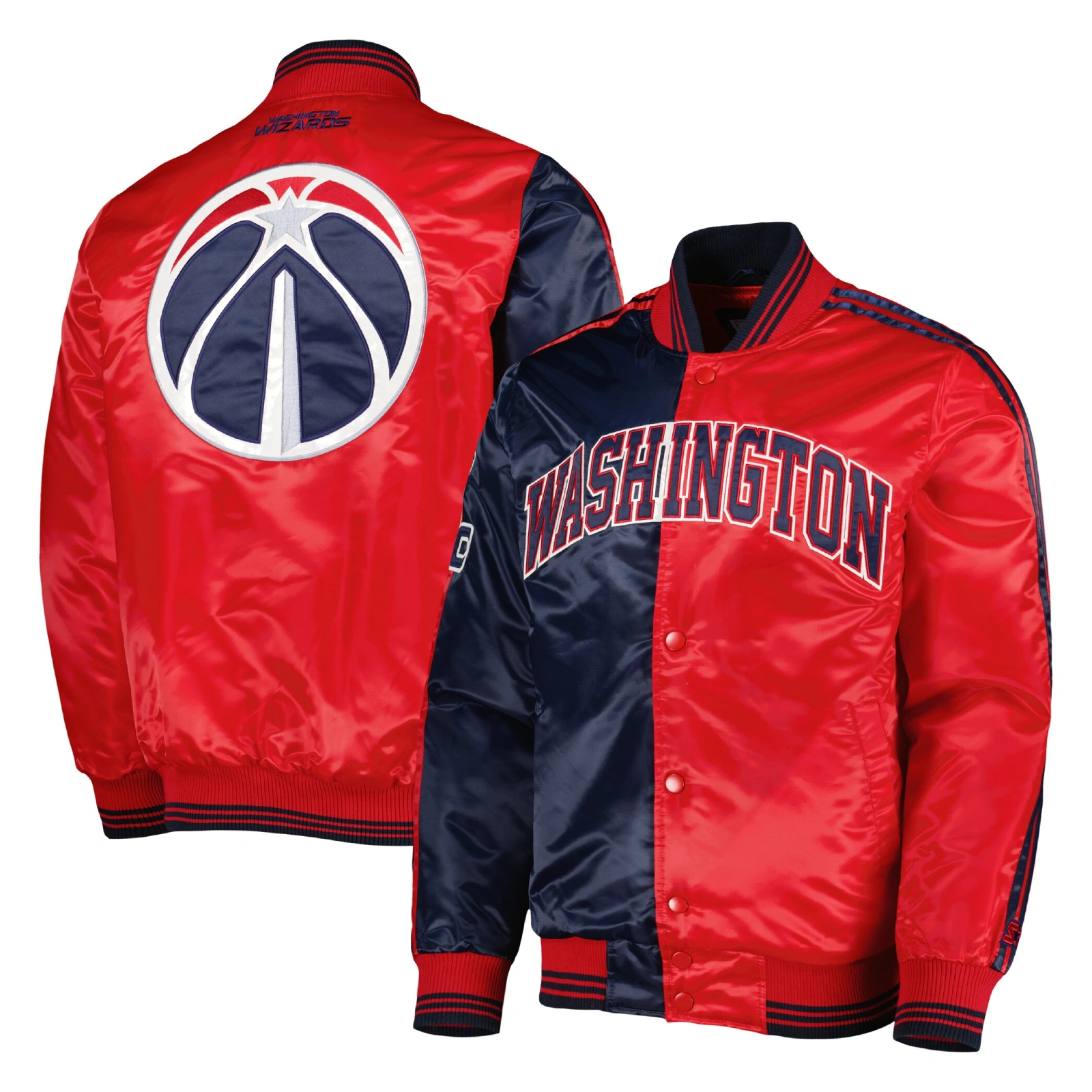 Washington wizards fast break satin varsity jacket navy red 4