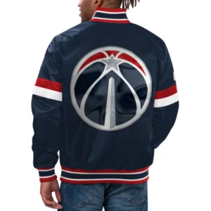 Washington wizards home game satin varsity jacket navy