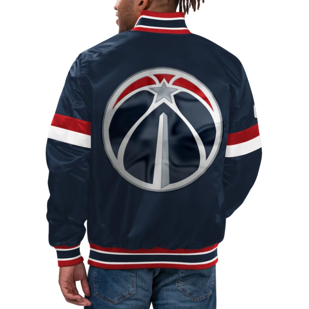 Washington wizards home game satin varsity jacket navy