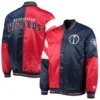 Washington wizards leader satin varsity jacket red navy 3
