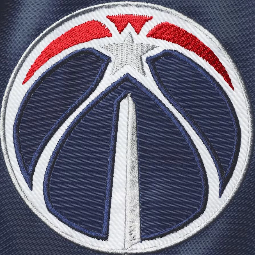 Washington wizards leader satin varsity jacket red navy