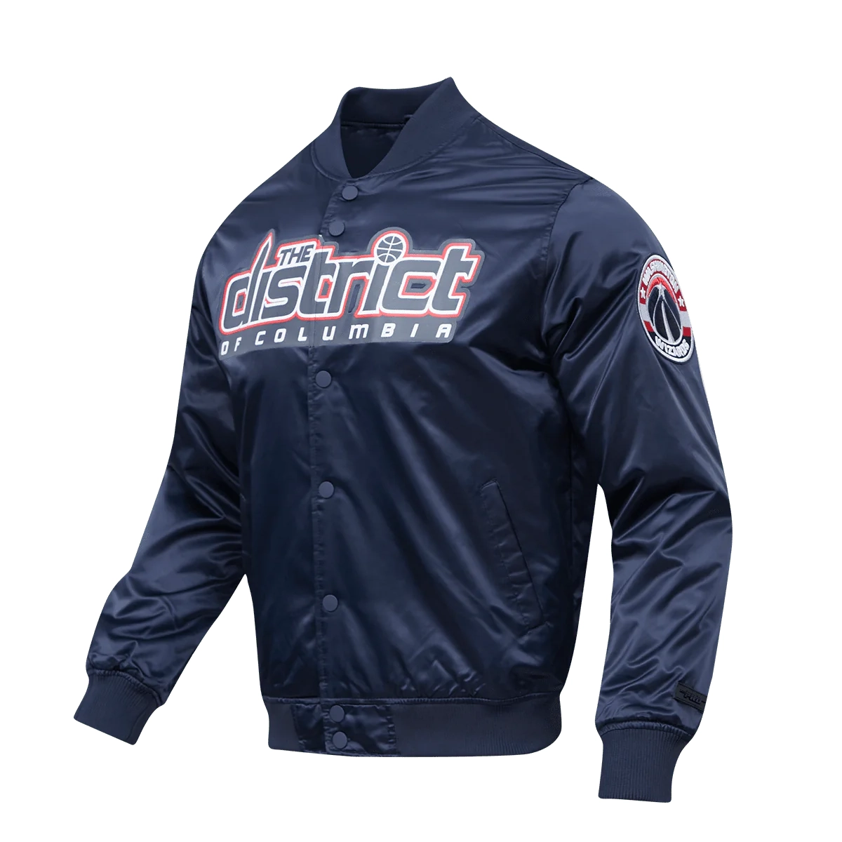 Washington wizards pro standard big logo navy satin varsity jacket 1
