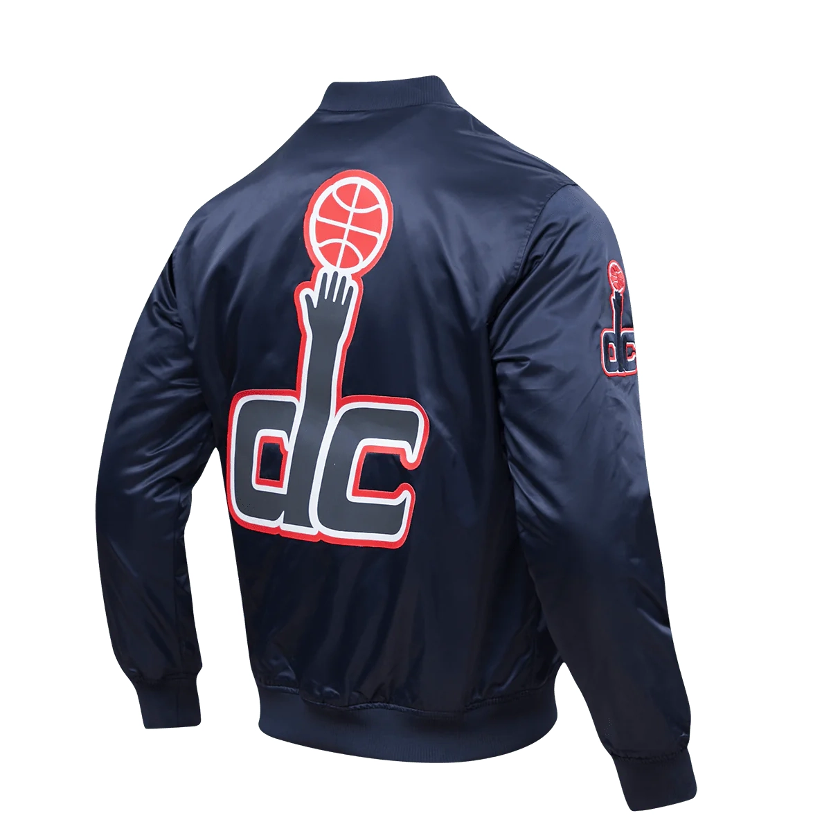 Washington wizards pro standard big logo navy satin varsity jacket 3