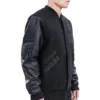 Washington wizards pro standard triple black wool and leather varsity jacket 2