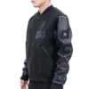 Washington wizards pro standard triple black wool and leather varsity jacket 3