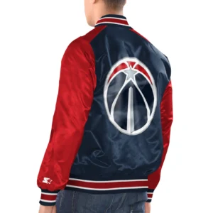 Washington wizards renegade satin varsity jacket navy red 2