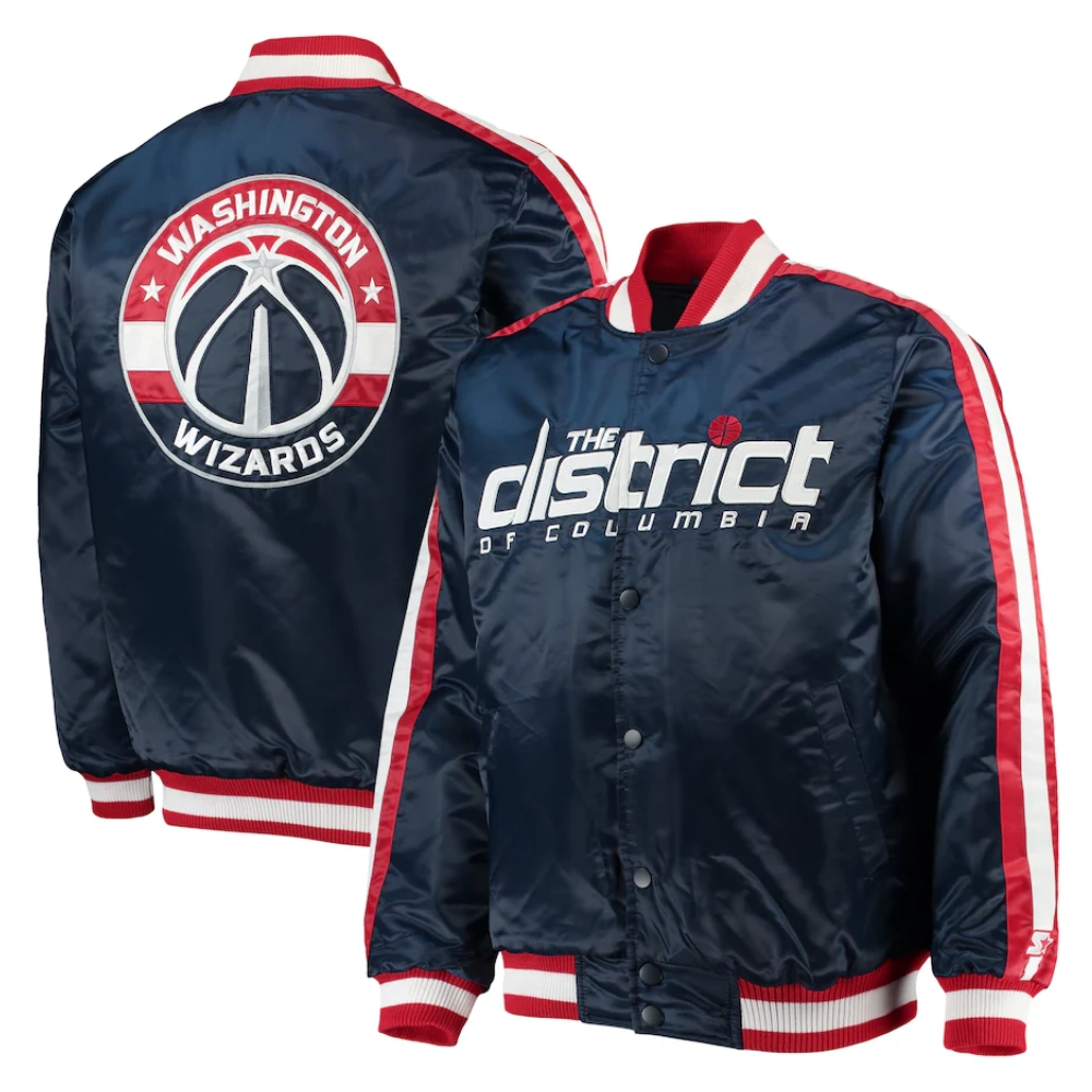 Washington wizards the offensive satin varsity jacket navy 3
