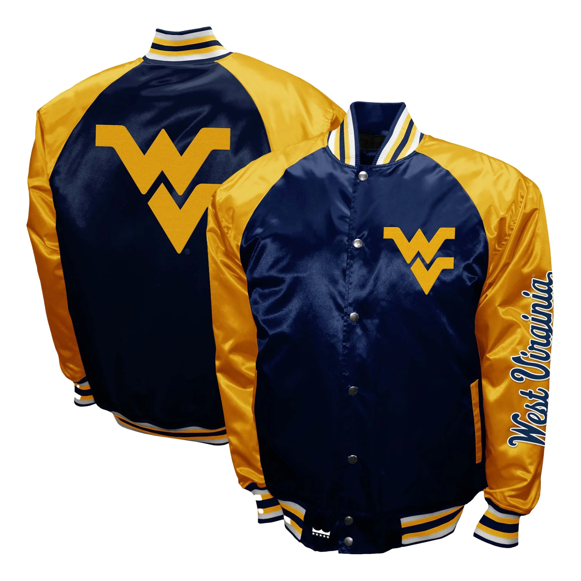 West virginia mountaineers franchise club the game satin varsity jacket 3
