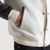 White and black varsity letterman jacket