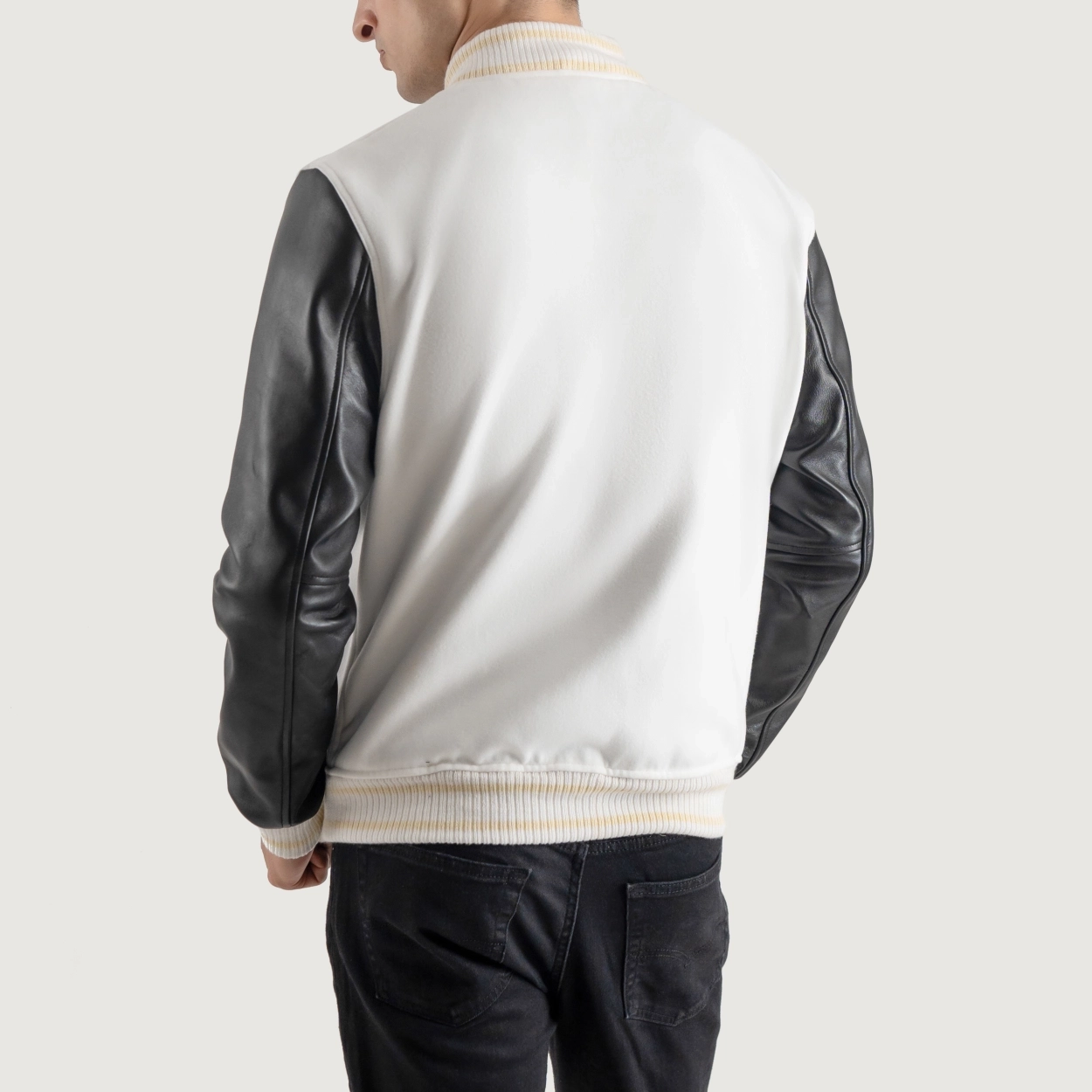 White and black varsity letterman jacket 3