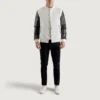 White and black varsity letterman jacket 4