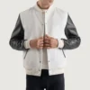 White and black varsity letterman jacket 5