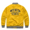 Wichita state shockers full snap satin varsity jacket yellow 1 1