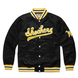 Wichita state shockers script vintage varsity jacket black 1