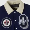 Winnipeg jets navy full snap wool jacket