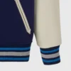Winnipeg jets navy full snap wool leather jacket