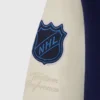 Winnipeg jets navy full snap wool leather sleeves