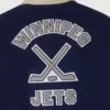 Winnipeg jets navy full snap wool leather varsity jacket