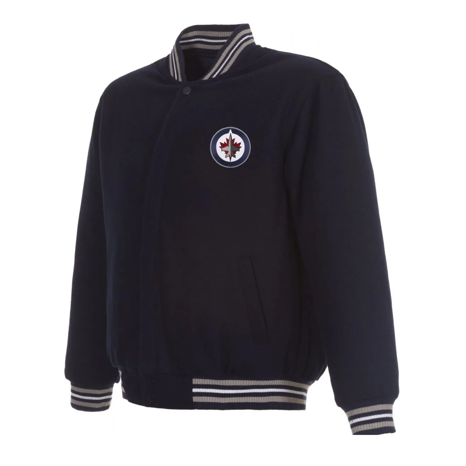 Winnipeg jets one color full snap varsity jacket