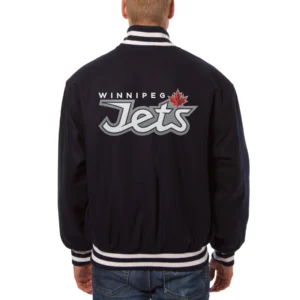 Winnipeg jets one color wool varsity jacket navy 1 1