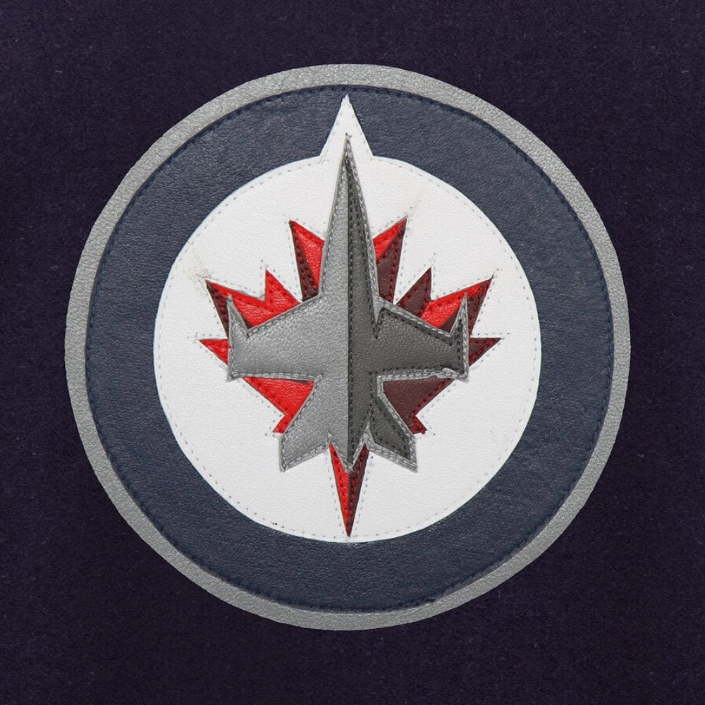 Winnipeg jets two tone wool leather varsity jacket navy white 2 1