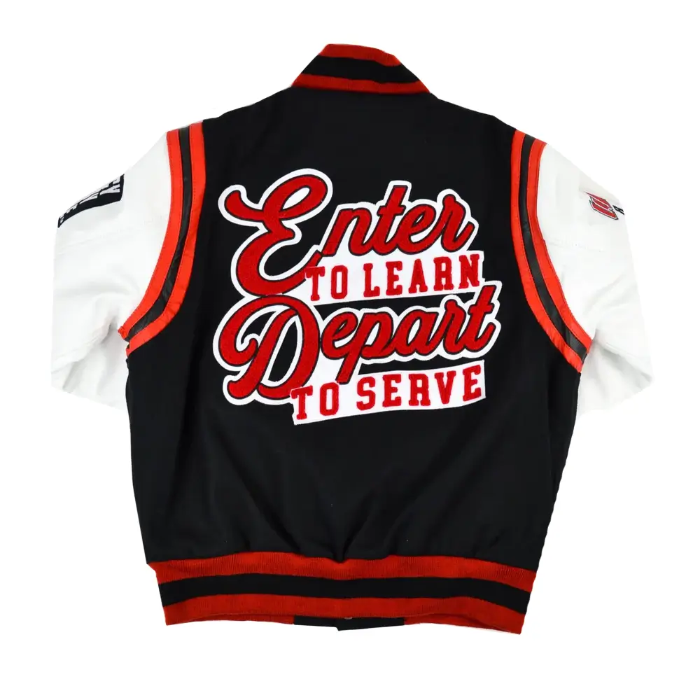 Winston salem state motto 20 black white wool leather varsity jacket 2